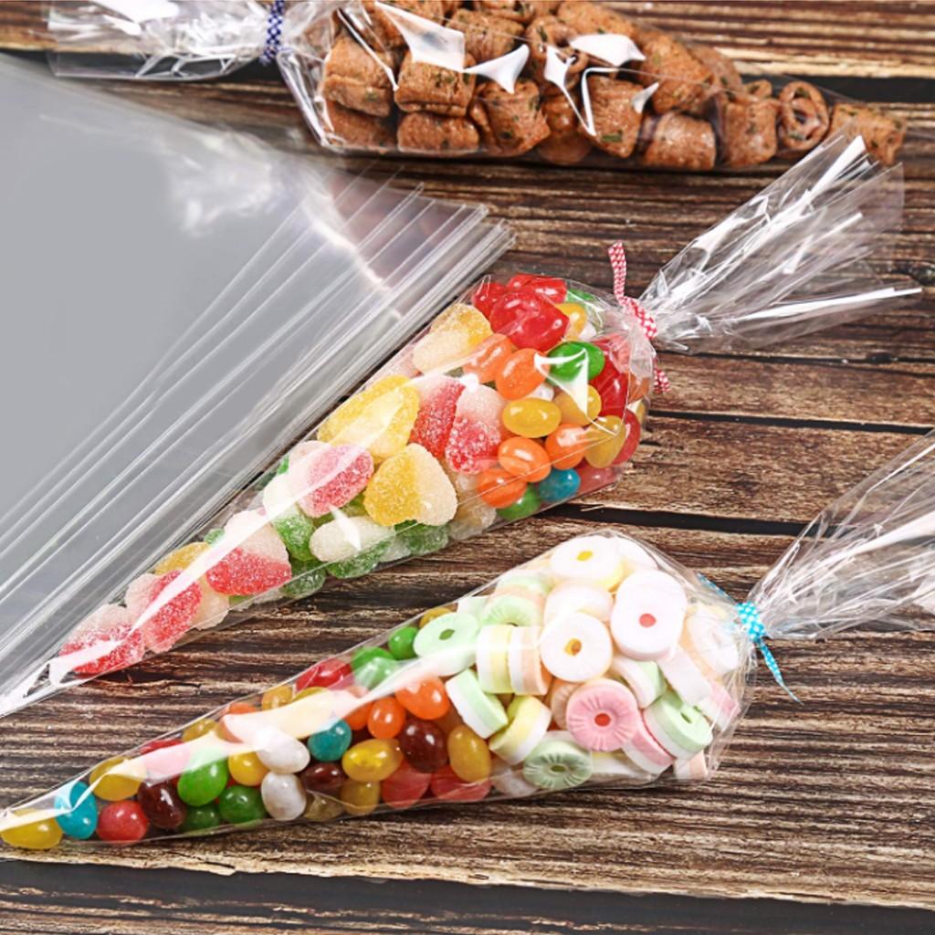 Transparent Cone Shaped Plastic Packaging Bags with Tie Closure 13x25cm Clear Plastic Cone Bags for Food Candy Gift Packaging 50 100 200PCS One Size
