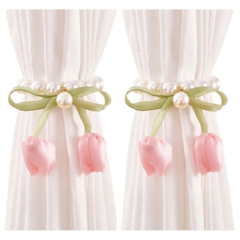 Romantic Flower Pearl Curtain Buckle Exquisite Tulip Curtain Straps Curtains Tie Rope  Office