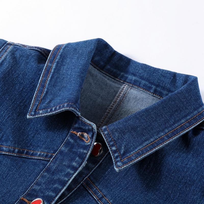 Ensembles décontractés en denim pour femmes, vestes slim à revers et manches bouffantes, pantalons droits taille haute, mode printemps 2025, ensemble 2 pièces pour femme