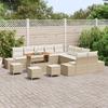 Ensemble de canapés de jardin de 14 pièces avec coussins beige poly rattan acacia, Canapé de jardin 2 places avec coussins 3362851