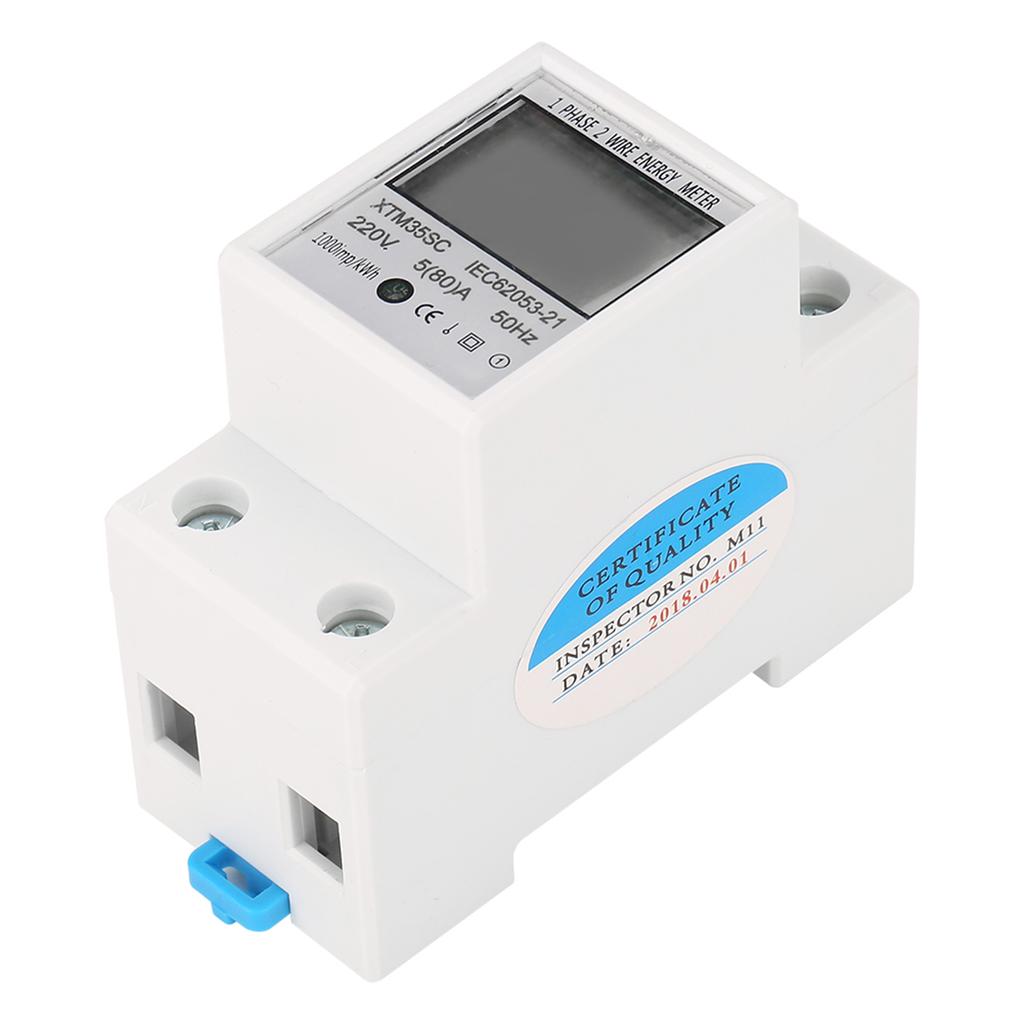 220V 5(80)A Digital 1 Phase 2 Wire 2P Din Rail Electric Meter Electronic KWh Meter