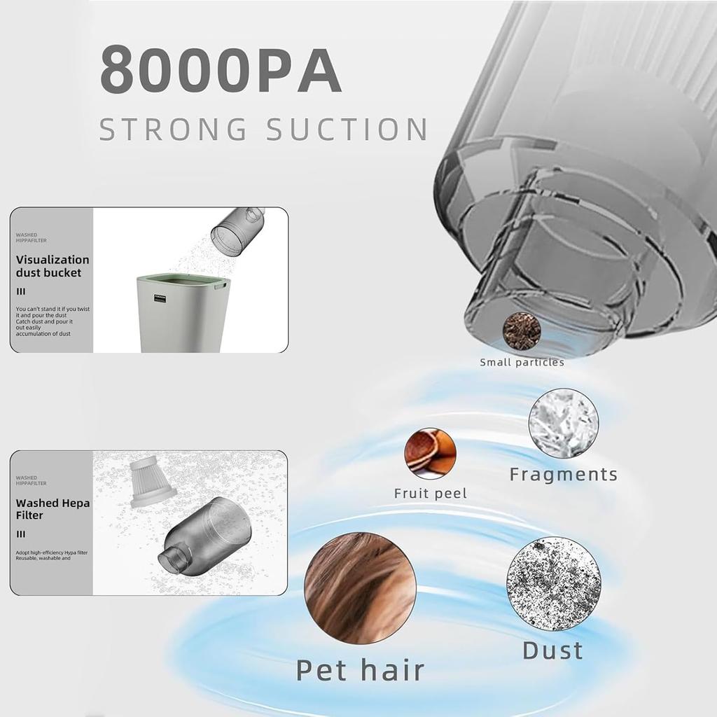 Cordless Handheld Vacuum 8000Pa 2 In 1 Air Blower Mini Car Cleaner Rechargeable