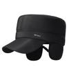 Mens Winter Warm Flat Top Cap with Ear Flaps Dad Hat