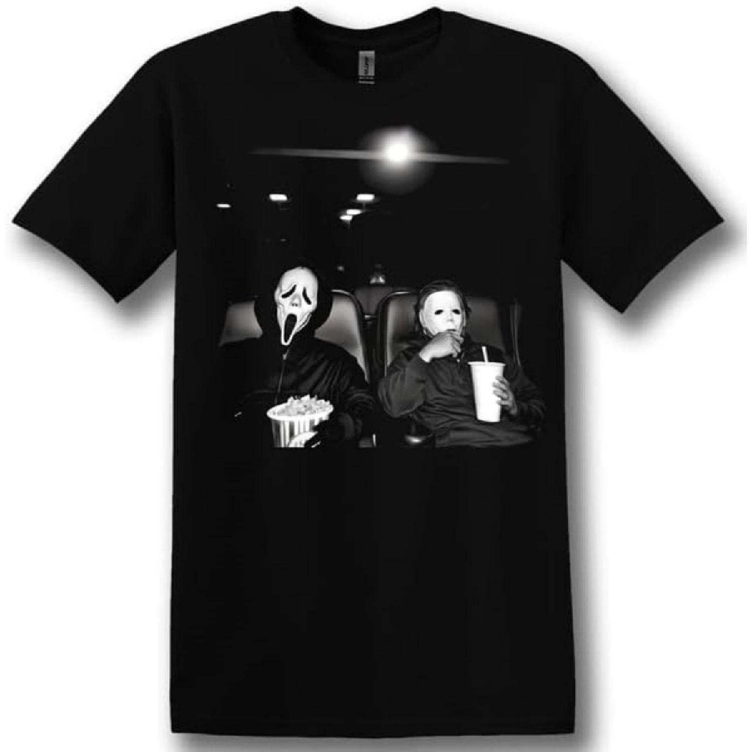 Хэллоуин Майкл и Крик Чиллин Футболка Смотреть Кинотеатр Wazzup Смешная Графическая Футболка S чёрный