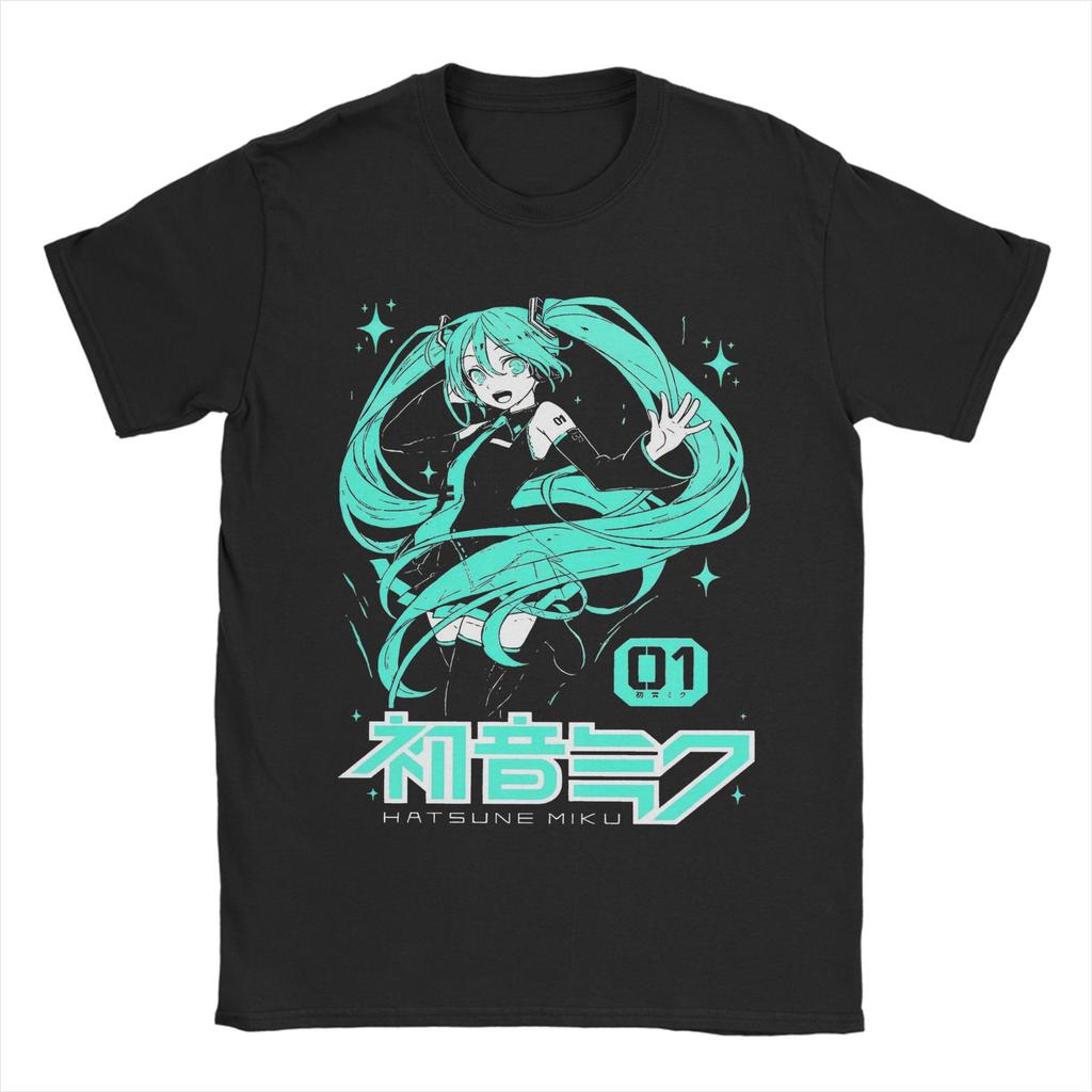 Men Women Hatsunes Mikus   Anime T Shirts  100% Cotton Tops Casual Short Sleeve Round Collar Tees Original T-Shirts