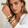 Wrist Layering Set 4Pcs/Set Women Bracelet Opening Adjustable High-Polishing Metal