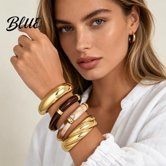 Wrist Layering Set 4Pcs/Set Women Bracelet Opening Adjustable High-Polishing Metal