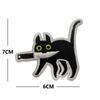 Cat with Knife Embroidered Velcro Patch - Black & White