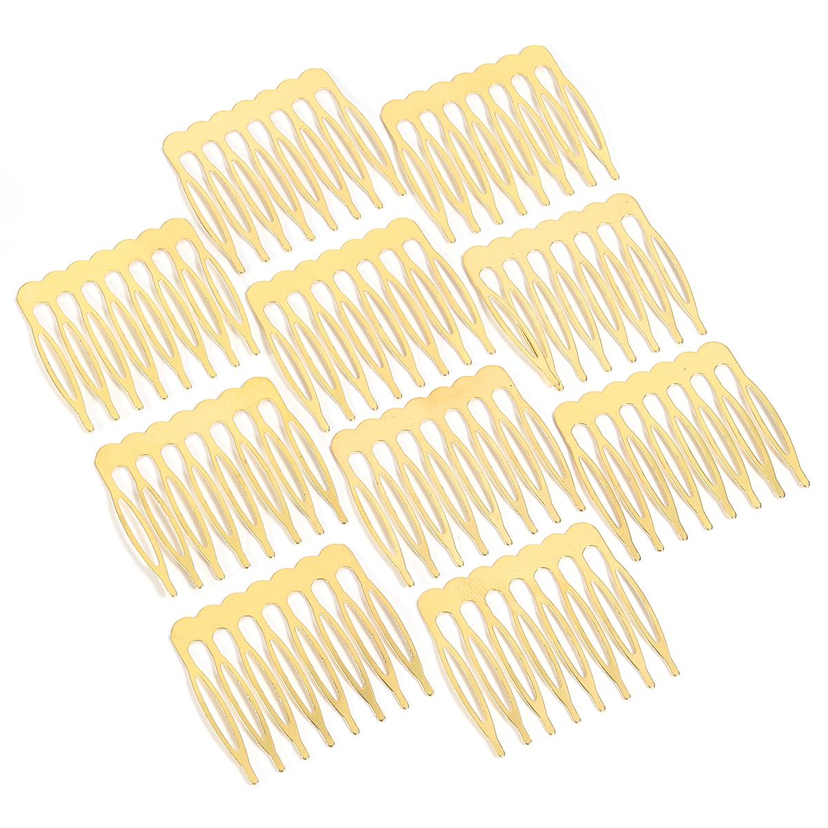 

10pcs/lot 5 8 10Teeth Metal Hair Combs Gold Color Hairpins For Women Bridal Ornament DIY Wedding Hair Clips Headwear Accessories