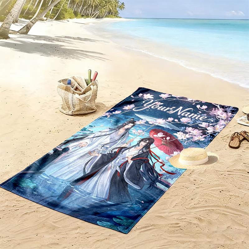Name Custom WangXian Print Beach Towel, Large Soft Quick Dry Towel for Beach Camping Swimming