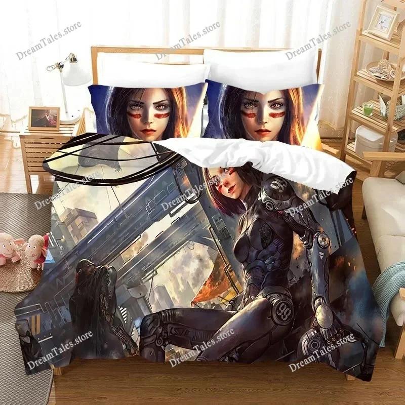3D Print Movie ALITA Pattern Bedding Set Boys Girls Twin Queen King Size Duvet Cover Pillowcase Bed Boys Adult Home Textile