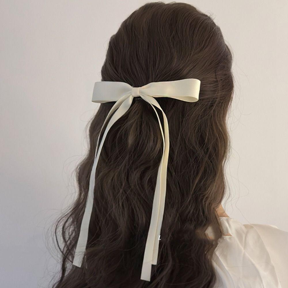 Long Tassel Balletcore Bow Hairpin Barrettes Bowknot Ribbon Hair Clip   Female Hair Accessories