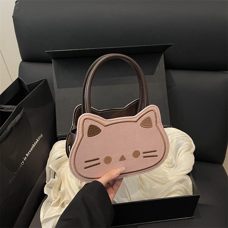 New Cute Cat, Small, Exquisite, Fashionable and Versatile, Trendy Simple and High-end Girl's One-shoulder Messenger Handbag