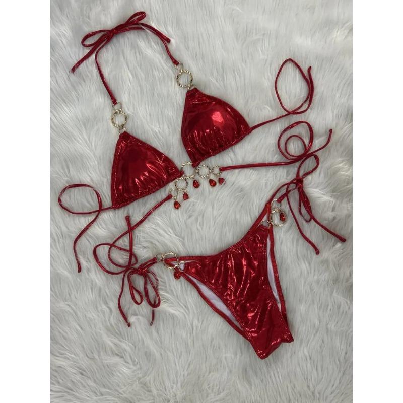 New 2026 Luxury Rhinestones String Bikinis Set Women Summer Beach 2 Piece Swimsuit Female Triangle Swinwears