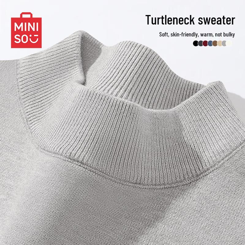 

MINISO Men s Half-High Neck Warm Base Layer Knit Sweater 3XL