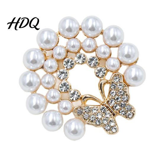 Alloy Jewelry Pin Faux Pearl Rhinestone Flower Brooch Retro Lapel for Women Decorative Brooch Wedding Party Bridal Shower Girls Clothing Accessories