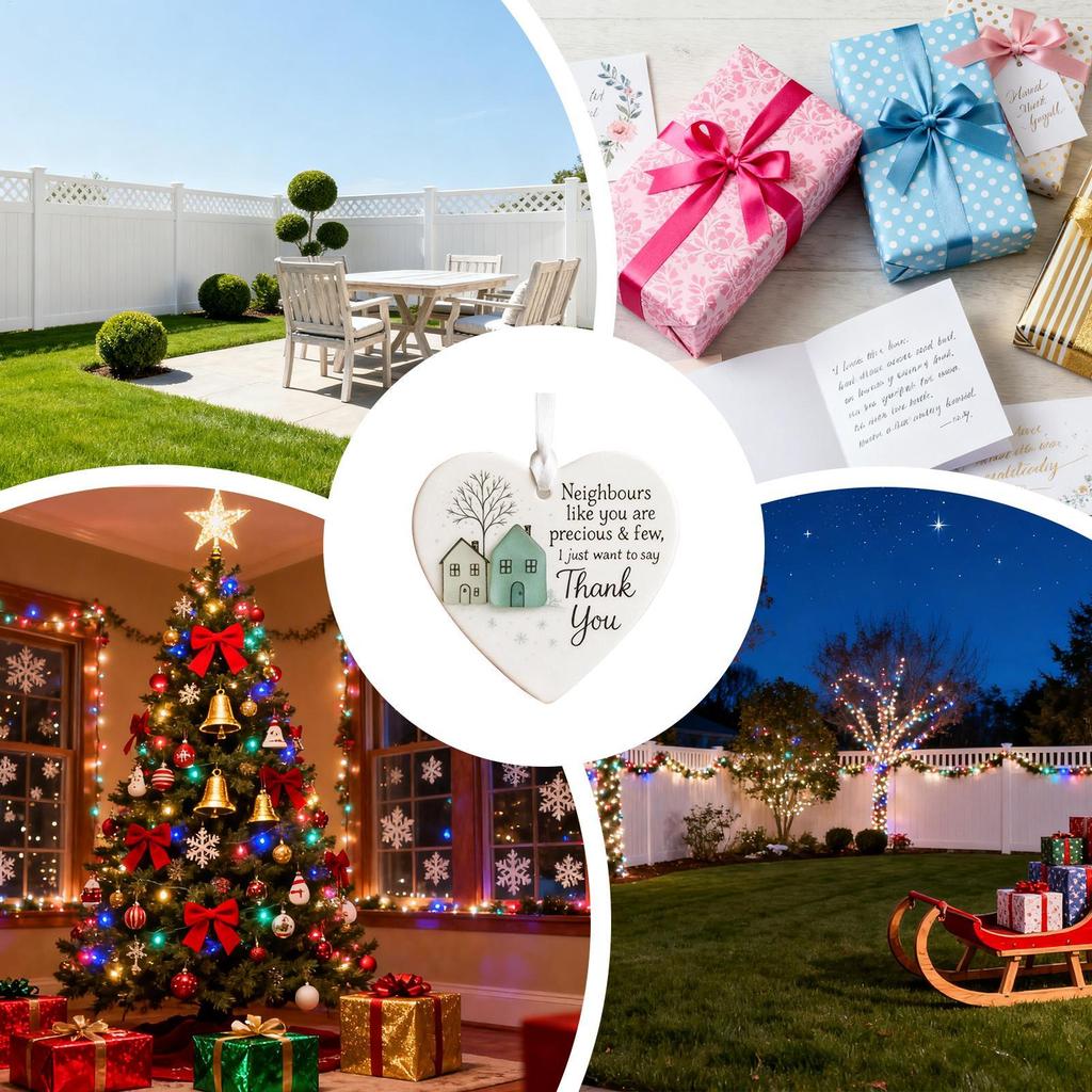 Thank You Neighbor Gift Heart Shaped Ornament 2D Acrylic Appreciation Present Christmas Tree Hanging Decor Moving Away Keepsake