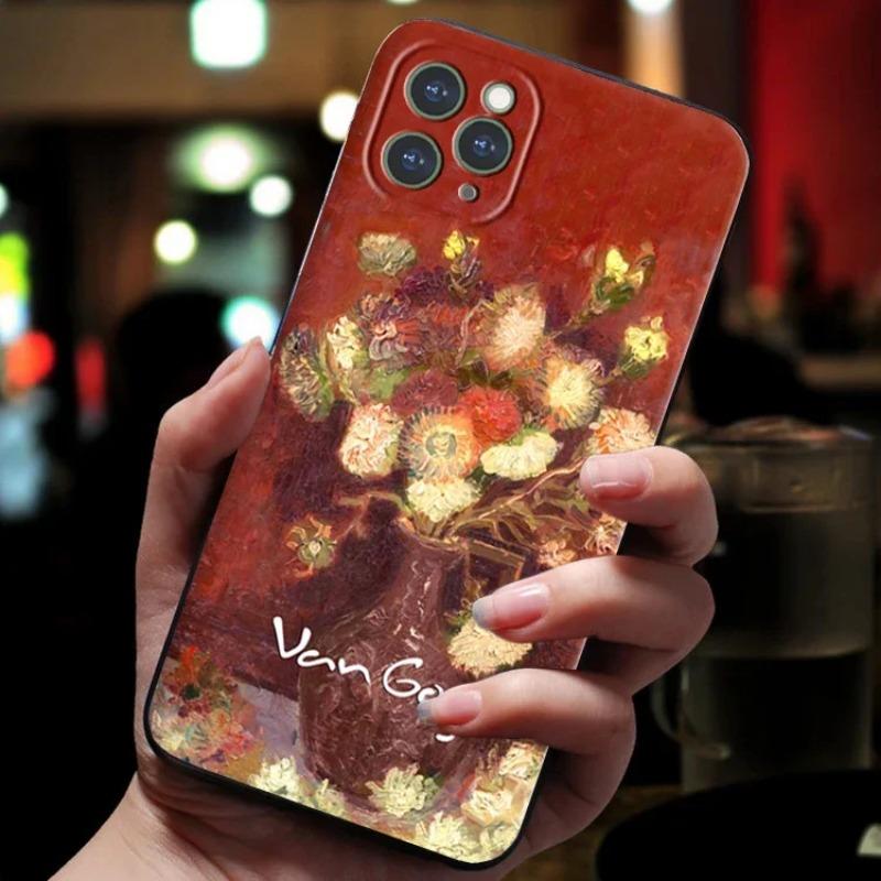 Coque de téléphone Peinture à l'huile Art Drôle pour iPhone 17 16 15 14 13 12 11 Pro Max Mini SE 7 8 Plus Air Rétro Résistant aux Chocs Coque Souple