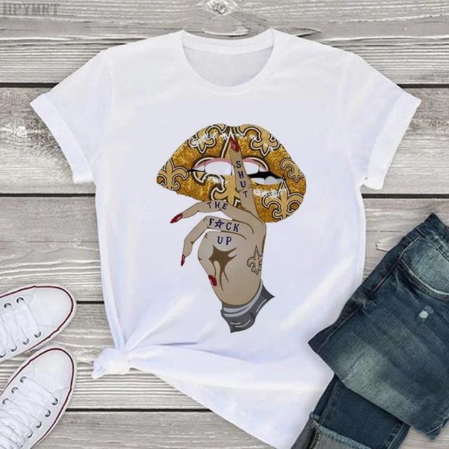 Shut Up Lips Harajuku Funny Printed Women T Shirt Girl O Neck Aesthetics Print Casual Short