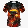 Summer New Cool 3d Dragon Printed Fashion Men's Round Neck Short Sleeve  Funny