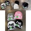 American Street Style Letter Knit Cap With Breathable Acrylic Material For Cold Weather