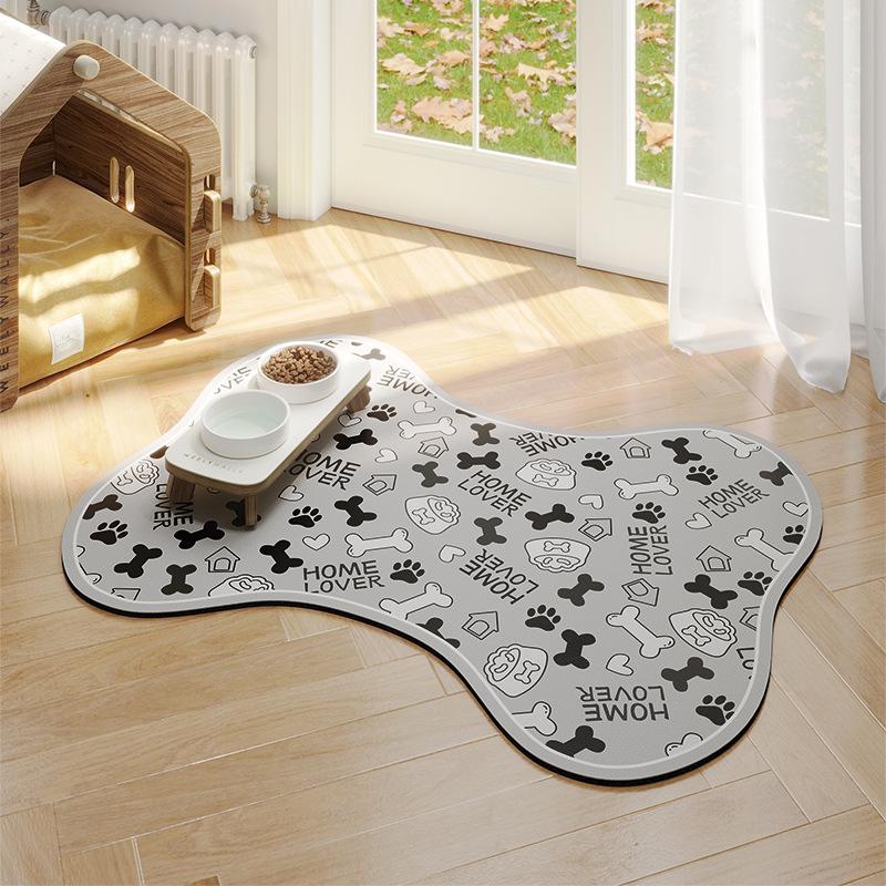 1pc Bone-Shaped Quick-Dry Pet Feeding Mat with Non-Slip Rubber Backing - Stain-Resistant Diatom Mud Dog & Cat Bowl Placemat