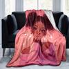 1pc Pink Printing Lightweight Flannel Blanket, Comfortable and Warm Blanket, for Camping Sofa Bed and Couch Office, Gift