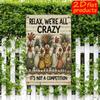 Metal Wall Sign Relax We Are All Crazy Chicken Easter Home Office Decor