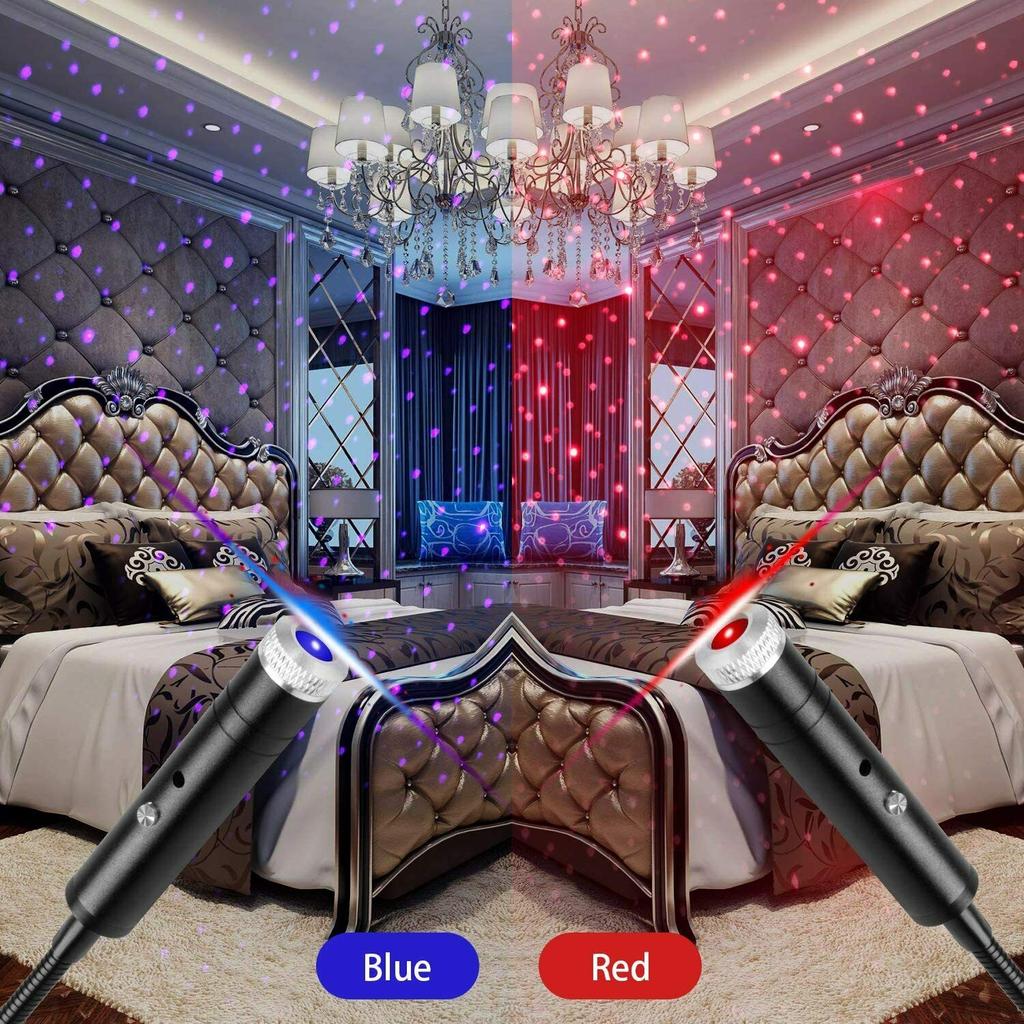 Sound Activated USB Starry Sky Projector LED Night Light Car Roof Interior Star Galaxy Lamp DC 5V for Home Bedroom Party Decor