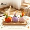 Plush Furry Ball with Feathers Cat Toy Feather, Interactive Pom Balls, Realistic Prey Motion Toys Soft Kitten Chasing for Indoor Cats Exercise