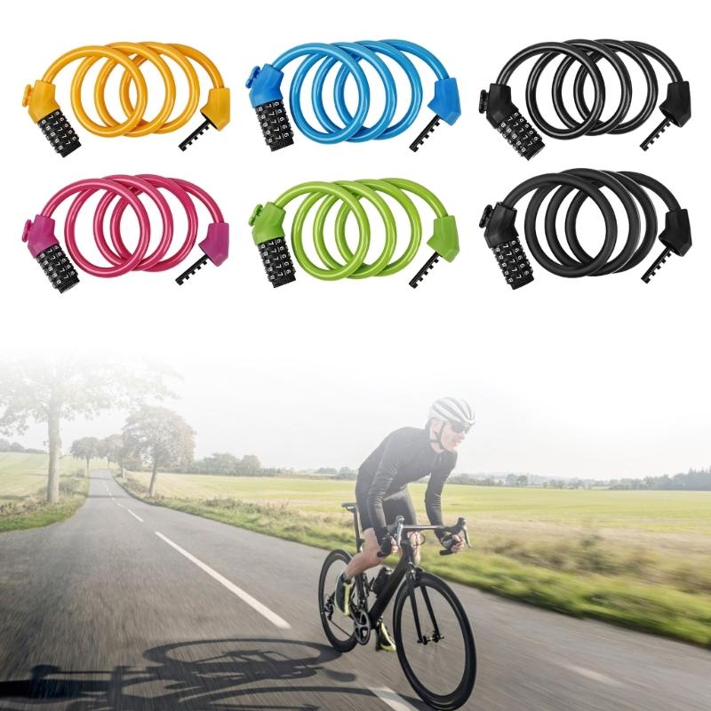 5Digit Combination Bike Cable Locks Self Coiling Bike Locks Waterproof Scooter Lock Chain Anti-Theft Bike Password Lock