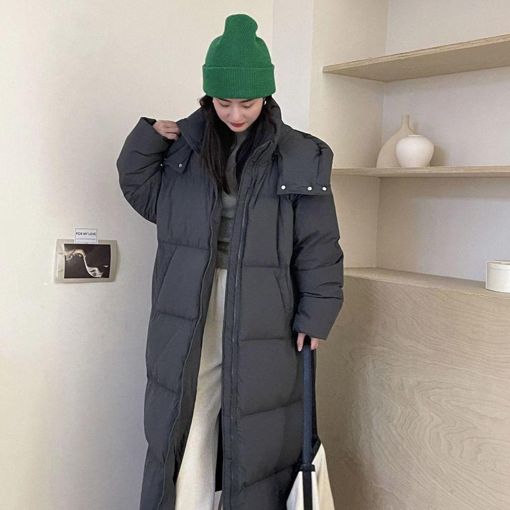 Women's Ultra Long Hooded Winter Down Jacket - Trendy, Thick, Warm, Quilted Coat