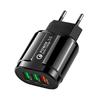 QC3.0 Fast Charge USB Charger: Compatible with Apple, Huawei, European & American Standards, 3-in-1.
