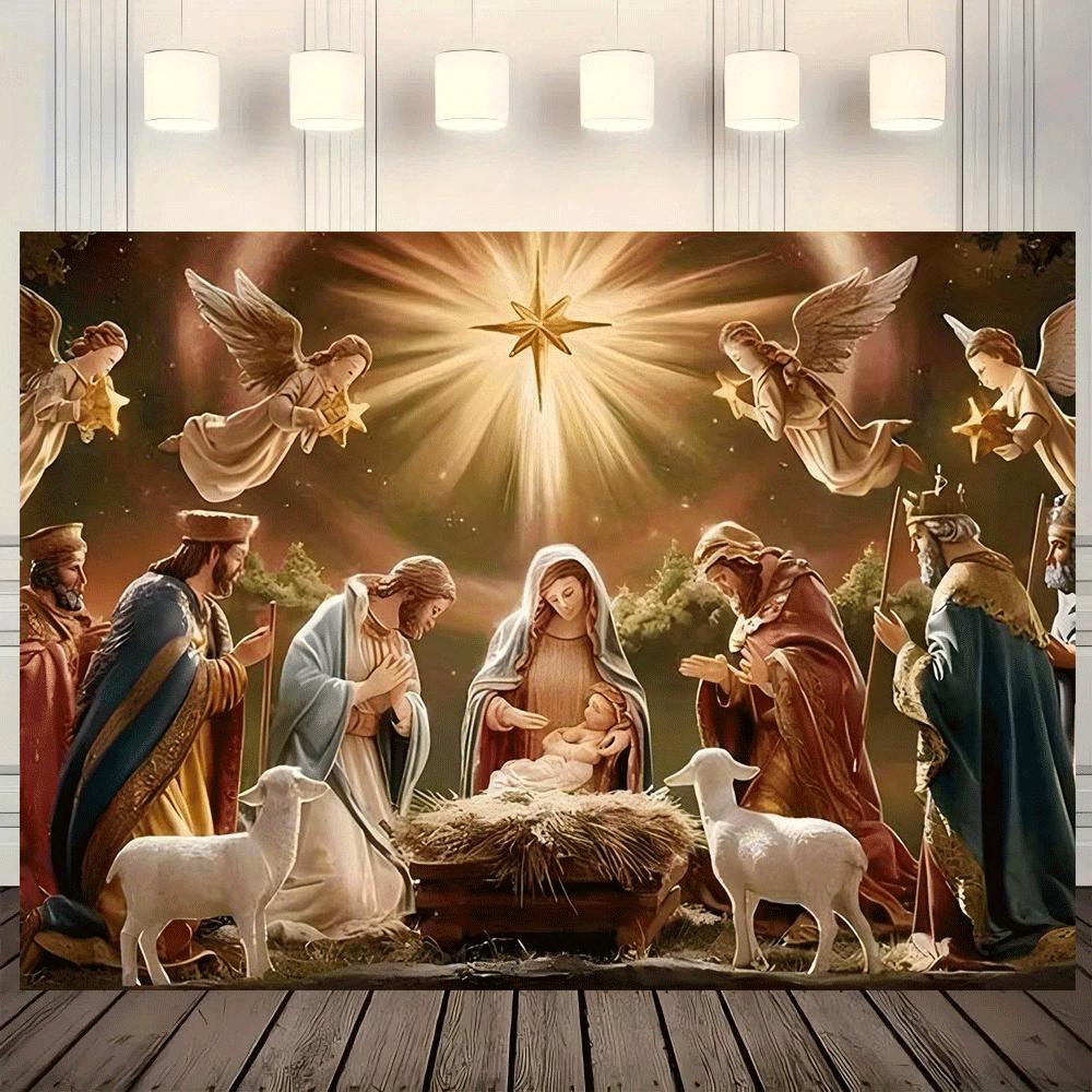 One 2D flat polyester background cloth for the Nativity scene suitable for festival parties photography and home decoration