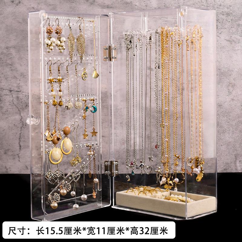 Acryl Halsketten-Aussteller Ohrring-Organizer-Boxen Großer Kapazitäts-Lagerregal 360° drehbar Rotierende Aufbewahrungsbox