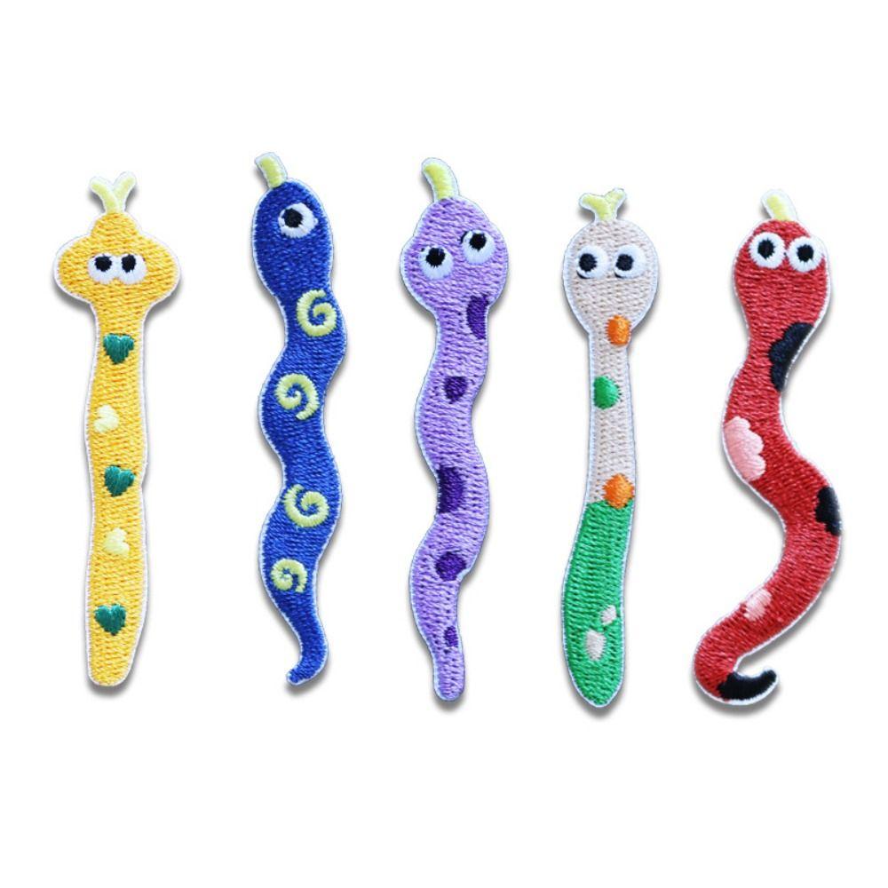 5PCS Cartoon Clothing Patch Cute Clothes Appliques Hairclip Snake Embroidered Patch Sticker  Sewing