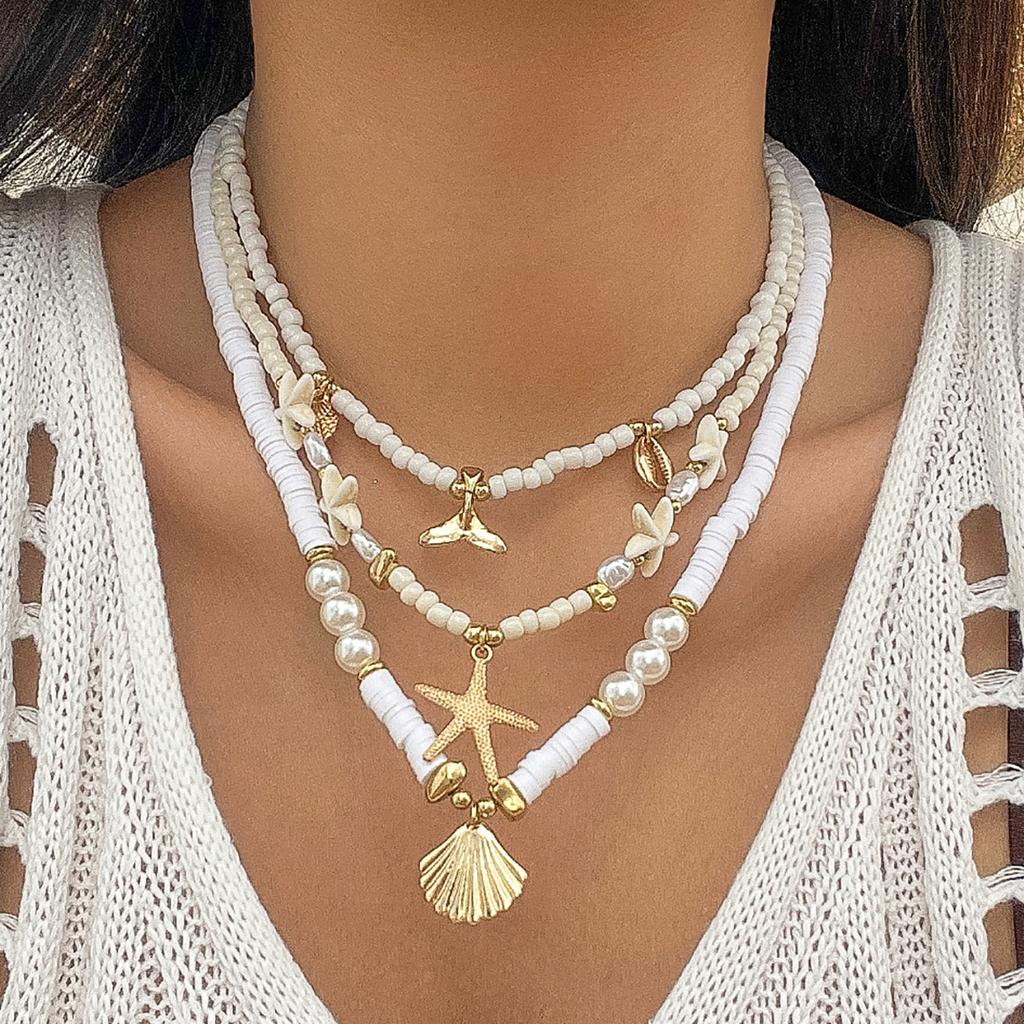 Accessories Ocean Wind Shell Rice Beads Gravel Necklace Female Beach Starfish Beaded Necklace