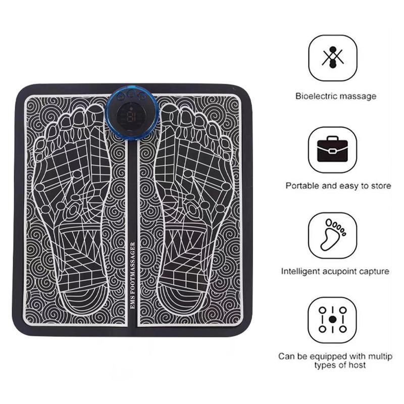 Electric EMS Foot Massager Pad Foot Massage Mat USB Charge LED Digital Display Acupoint Massager