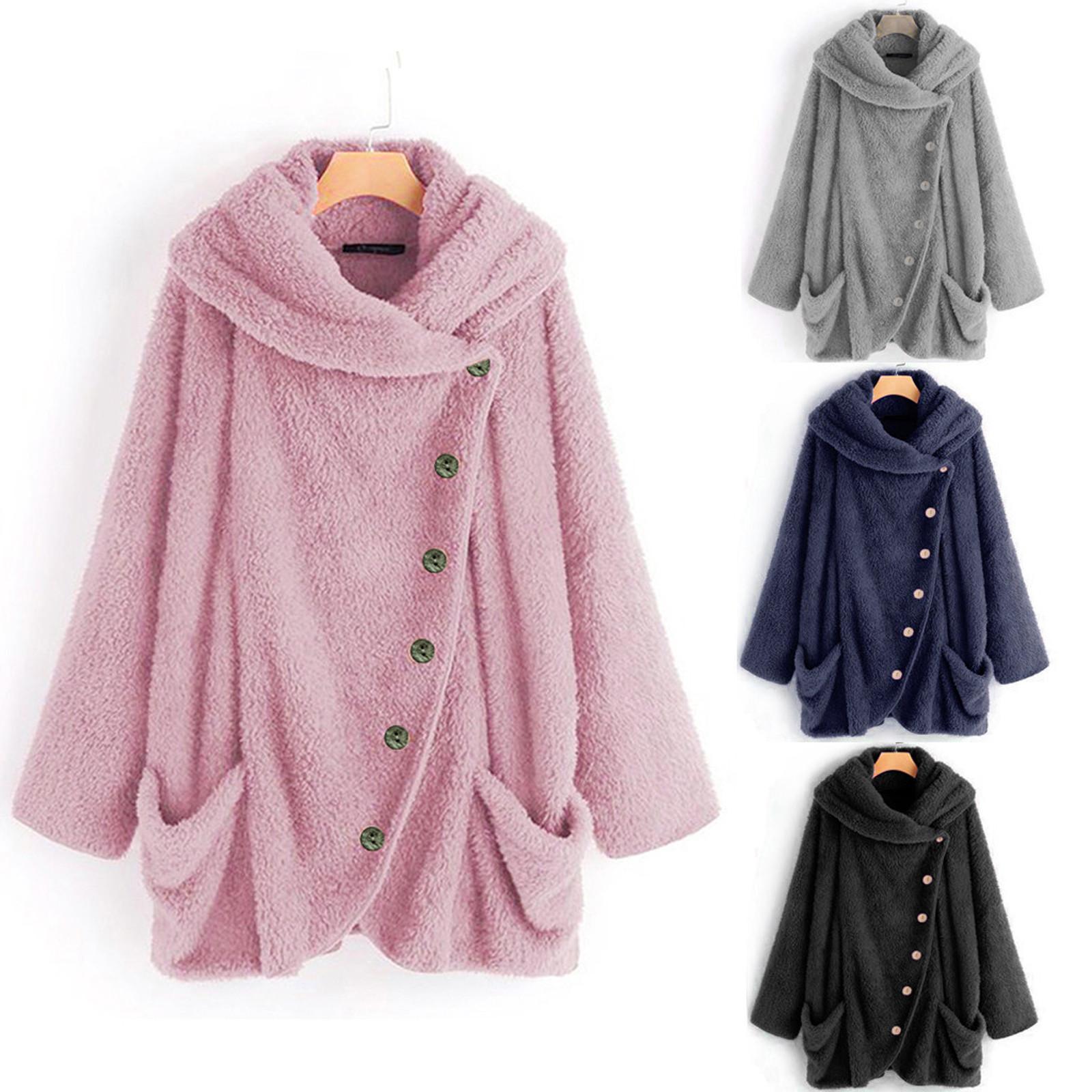 

Women Casual Solid Turtleneck Big Pockets Cloak Coats Vintage Oversize Coats XXXL чорний