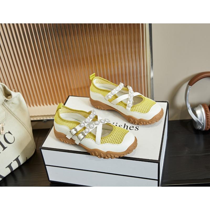 

Туфли Мэри Джейн с жемчугом летние на платформе увеличивающие рост женские туфли повседневные универсальные дышащие одинарные туфли для работы модные 35 жёлтый