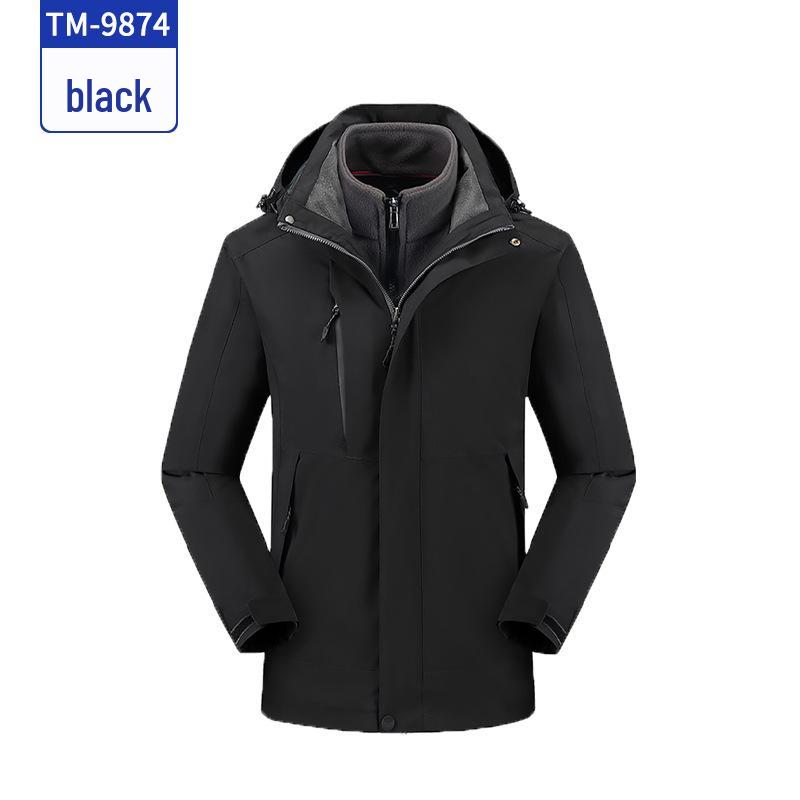 Color-Blocked Fleece-Lined Team Hoodie: Polar Fleece, Embroidered Design, 3-in-1 Work Jacket 4XL чёрный