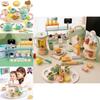 Colorful Wooden Ice Cream Shop Pretend Play Set For Kids With Realistic Tea Set Features