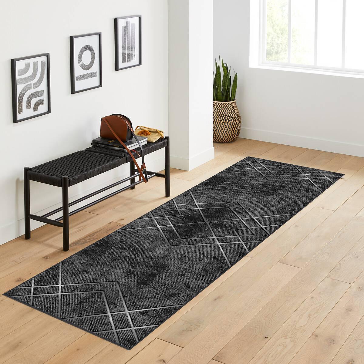 

Ковер с принтом Rovigo Home моющийся RVG02101 50 x 80 чёрный