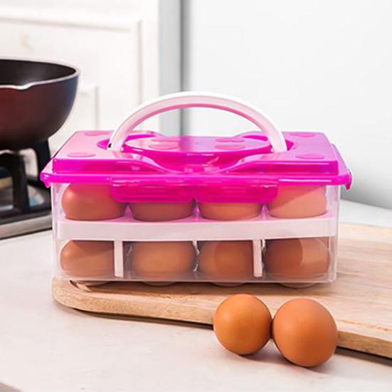 Storage Box Double Layers 24 Grids Eggs Holder Large Capacity Airtight Organizer for Home