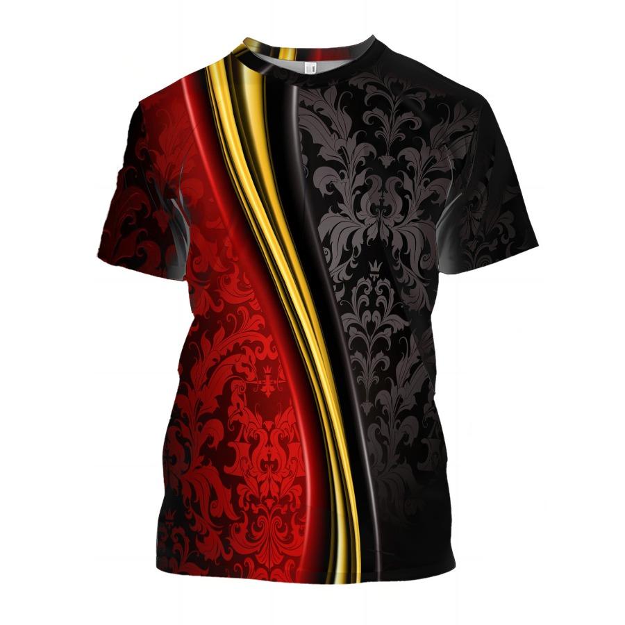 Randigt mönster T-shirts Sommar Björn Hjort Djur T-shirts Herr Streetwear 3D-tryck T-shirt Mode O-hals Kortärmade toppar