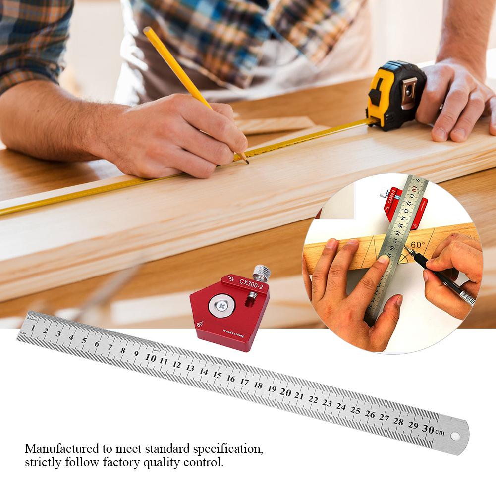 CX3002 Woodworking Scribing Ruler High Precision Angle Measure Carpenter Marking Tool