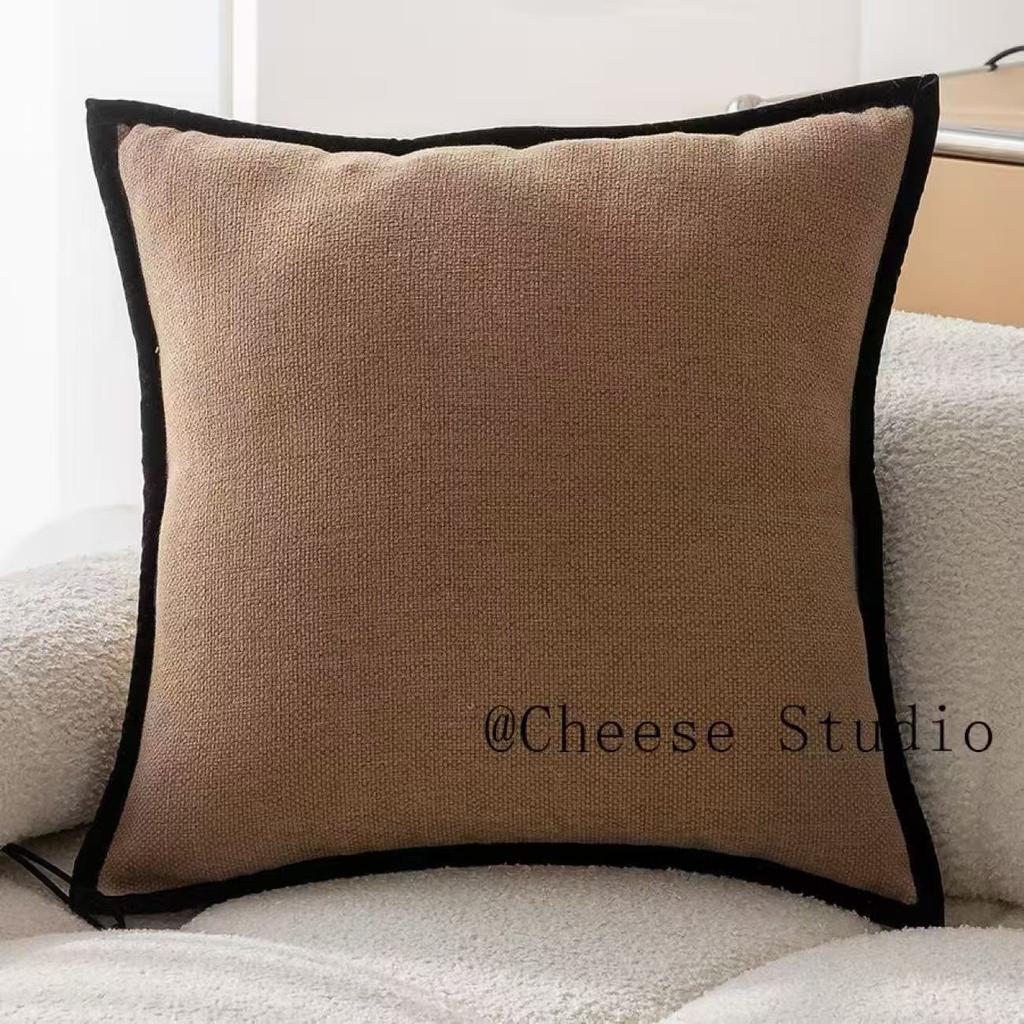 45×45 French Medieval Style Pillowcase Black Border Retro Green Cushion Cover American Style Living Room Sofa Decor Pillow Cover