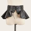 Elastic Corset Band Punk Leather Waistband Pleated Skirts Wide Belts Layered Swallow Cummerbunds