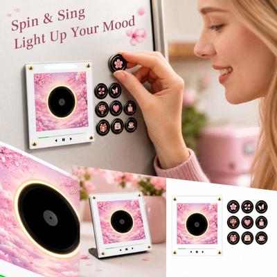Rotating Disc Music Box Night Light with Motion, Singing Fridge Decoration for Home, Party and Gift Giving