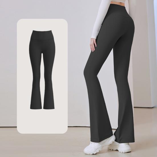 Women High Waisted Flaring Leggings Tummy Control Hip Lifting Yoga Pants Stretch No Front Seam Bell Bottoms Workout Trousers